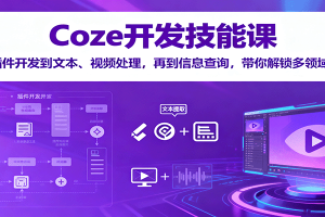*Coze开发技能课：从插件开发到文本、视频处理，再到信息查询，带你解锁多领域技能