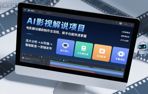 AI影视解说项目,电影解说爆款制作全流程,新手也能快速掌握