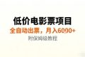 低价电影票项目，全自动出票，月入6k+，附保姆级教程【揭秘】