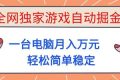 （16531期）全网独家游戏自动掘金，一台电脑月入万元，轻松简单稳定！